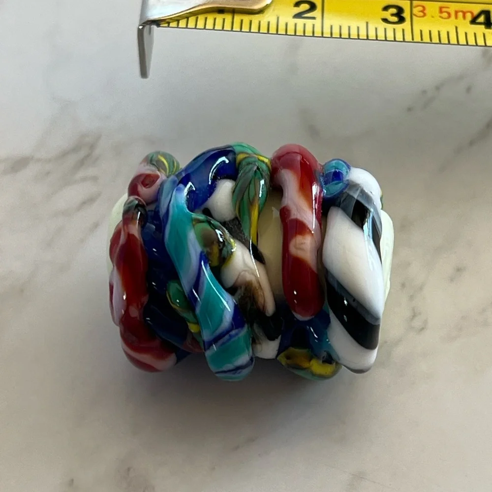 Inspiration Bead, Intention Bead, Handmade Melted Glass Prayer Bead Multicolored - Picture 7 of 8